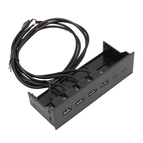 ASHATA 4 Ports USB 5,25-Zoll-Frontplatten-Hub, Hochgeschwindigkeits-Plug-and-Play, Erweiterung der Desktop-USB-Konnektivität, Kompatibel mit Motherboard von ASHATA