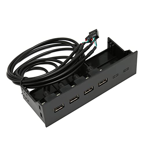 ASHATA 5,25-Zoll-USB2.0-Hub, 4 Anschlüsse USB 2.0-Frontblende, Frontblende, Multifunktionale 4-Ports, 19-poliges Optisches Laufwerk, Frontblende für 5,25-Zoll-PC-Computergehäuse von ASHATA