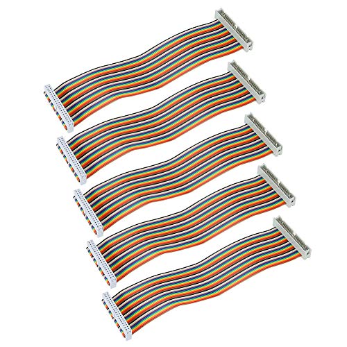 ASHATA 5 Stück 40Pin GPIO Flachband Ribbon Kabel,GPIO Adapterkabel Flexibles Flachbandkabel,Männlich zu Weiblich für Raspberry Pi,20cm Lange von ASHATA