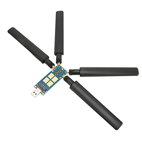 ASHATA 5G DONGLE Erweiterungskarte, USB3.1 auf M.2 Key B Karte, 4 Antennen USB3.1 Schnittstelle, Kompatibel mit SIMCom Quectel 5G Modulen, Aluminium Kühlkörper, für Win für Linux für von ASHATA