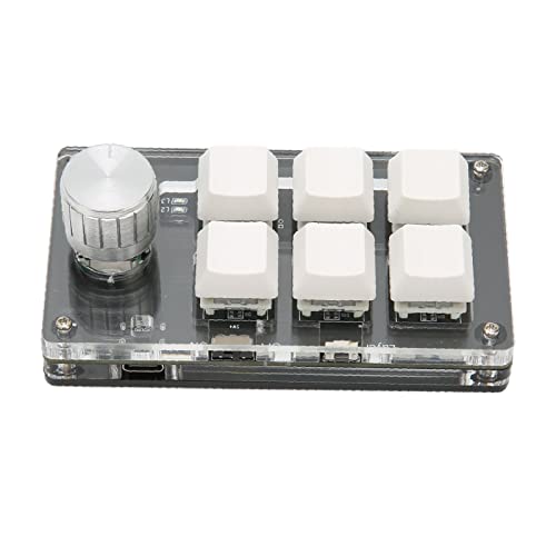 ASHATA 6-Tasten-Tastatur mit Knopf, 6-Tasten-Gaming-Tastatur, Blauer Schalter, Kabelgebundene USB-Drahtlos-Bluetooth-Dual-Mode-Verbindung, DIY Programmierbare Mechanische Tastatur von ASHATA