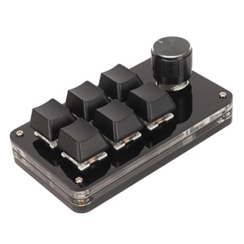 ASHATA 6 Tasten einhändig Programmierbare Mechanische Tastatur, Programmierbare RGB Makrotastatur mit Knopf, Mechanische Gaming Tastatur mit Abnehmbarem USB Kabel (Schwarz) von ASHATA