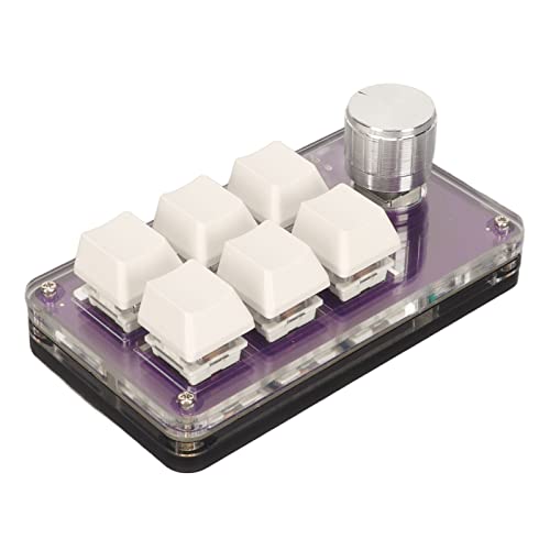 ASHATA 6 Tasten einhändig Programmierbare Mechanische Tastatur, Programmierbare RGB Makrotastatur mit Knopf, Mechanische Gaming Tastatur mit Abnehmbarem USB Kabel (Transparentes von ASHATA