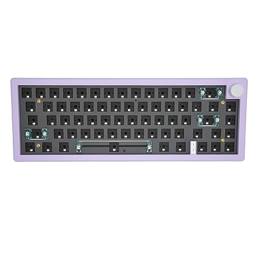 ASHATA 65% RGB Modulare Mechanische DIY Tastatur, 67 Tasten, Hot Swap fähiger, BT 5.0 USB C Kabelgebundenes 2,4 G Kabelloses, Dichtungsmontiertes Gaming Tastatur Kit (Lila) von ASHATA