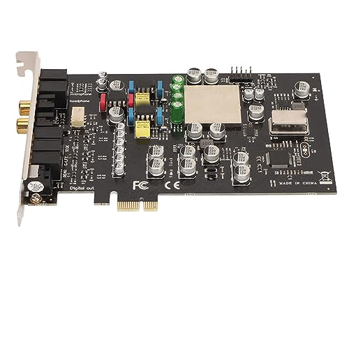 ASHATA 7.1-Kanal-Kanal 192 kHz 24 Bit 100 DB SNR PCIe-Gaming-Soundkarte, Interne PCIe-Soundkarte CM8828 7.1-Kanal-TCXO-PC-Soundkarte für Heimkino, Große 3D-Spiele-Soundwiedergabe von ASHATA