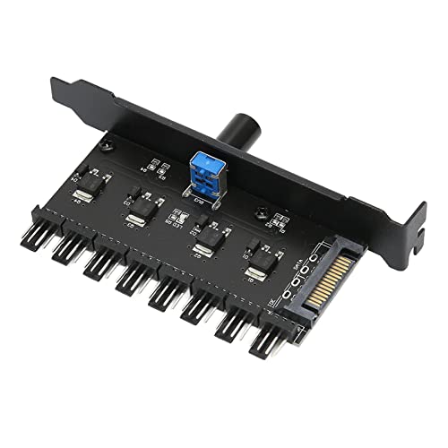 ASHATA 8-Kanal-PC-Lüftersteuerung, SATA-Knopf, Lüftergeschwindigkeitsregler für CPU-Gehäuse, Festplatte, VGA, PWM-Lüfter, PCI-Halterung von ASHATA