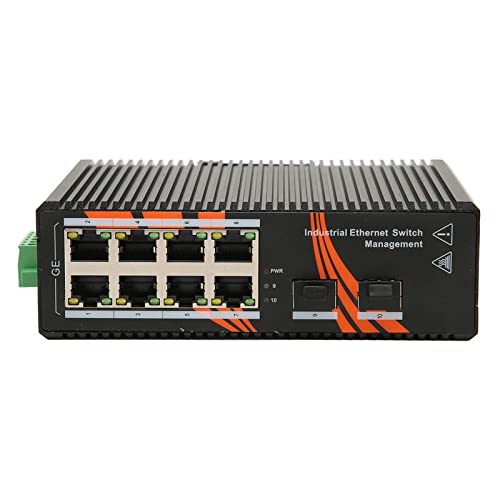 ASHATA 8-Port-Ethernet-Switch, Gigabit-Ethernet-Switch DIN-Schienen-Wandmontage Rj45 10 100 1000Mbps Unmanaged DIN-Schienen-Switch mit 2 SFP-Glasfaser-Ports von ASHATA