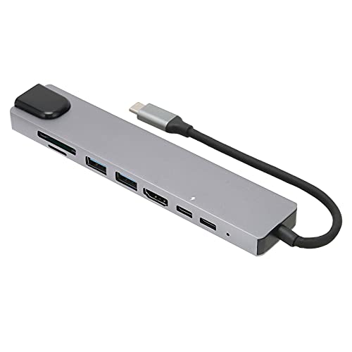 ASHATA 8-in-1-Docking-Hub,-Hub-Dockingstation,Typ-C-Hub-Adapter, auf Typ-C USB2.0 USB PD RJ45 Speicherkarten-Speicherkarte,Stabile Leistung von ASHATA