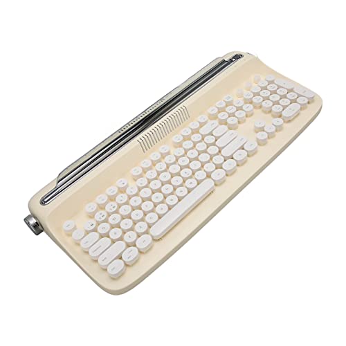 ASHATA Aktualisierte Retro-Schreibmaschine Tastatur, 104 Tasten BT 5.0 Drahtlose Schreibmaschine Tastatur, Retro-Stil Integrierte Stand Tablet Tastatur für Smartphone Laptop (Gelb) von ASHATA