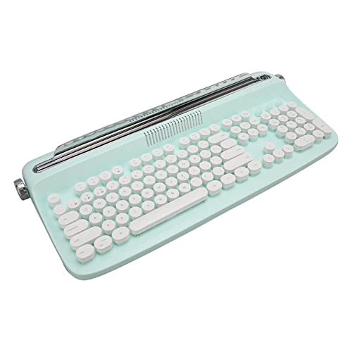 ASHATA Aktualisierte Retro-Schreibmaschine Tastatur, 104 Tasten BT 5.0 Drahtlose Schreibmaschine Tastatur, Retro-Stil Integrierte Stand Tablet Tastatur für Smartphone Laptop (Minzgrün) von ASHATA