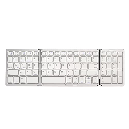 ASHATA BT Tastatur, Dreifach Gefaltete Kabellose Tastatur, Kompatibilität mit Mehreren Geräten, Scherenschaltertasten, für IOS, für, für Win (Silver) von ASHATA