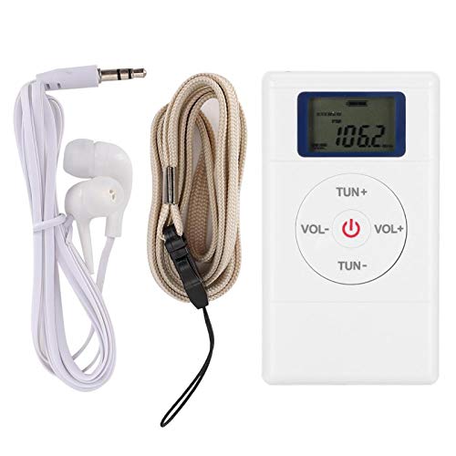 ASHATA Batteriebetriebenes tragbares Taschenradio, Digital Tuning FM Radio Hochempfindlicher tragbarer Player mit Lanyard und Kopfhörer, Pocket Walkman Radio von ASHATA