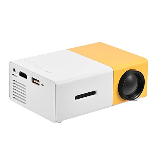 ASHATA Beamer, Tragbar Projektor LED Heimkino Projektor Multimedia Player,Unterstützung HDMI/AV/USB/TF/3,5mm-Audio für Open-Air-Kino,Party,Weihnachten usw.(Weiß + Gelb) von ASHATA