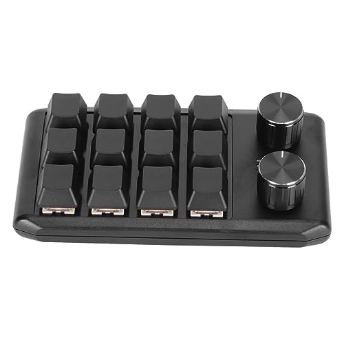 ASHATA Benutzerdefinierte -Tastatur, 12 Mechanische Tasten, 2 Knöpfe, Programmierbarer Roter Schalter, Multifunktion, Weitgehend Kompatibel, Langlebiges (Kabelgebundenes USB) von ASHATA