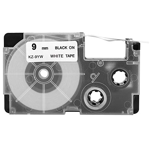 ASHATA Beschriftungsband, Bandkassettenersatz, 9-mm-Bandkassette für Label Maker-Drucker KL-60/120/170/780/820 CW-L300(Schwarz auf weiß) von ASHATA