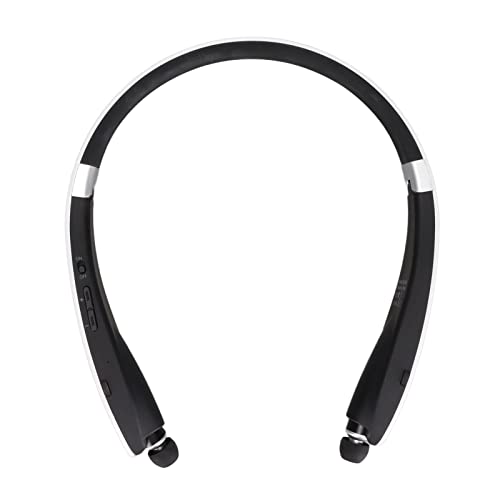 ASHATA Bluetooth-Kopfhörer mit Nackenbügel, Drahtlose Bluetooth-Stereo-Kopfhörer mit Nackenbügel, Einziehbare, Flexible Sportkopfhörer mit Mikrofon, Geräuschunterdrückung, für Lauftraining(Weiß) von ASHATA