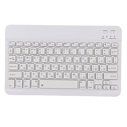ASHATA Bluetooth Tastatur Tablet,10 Zoll Ultradünne Slim Kabellose Tastatur,tragbare russische Tastatur für Android/OS X/Windows,Weiß von ASHATA
