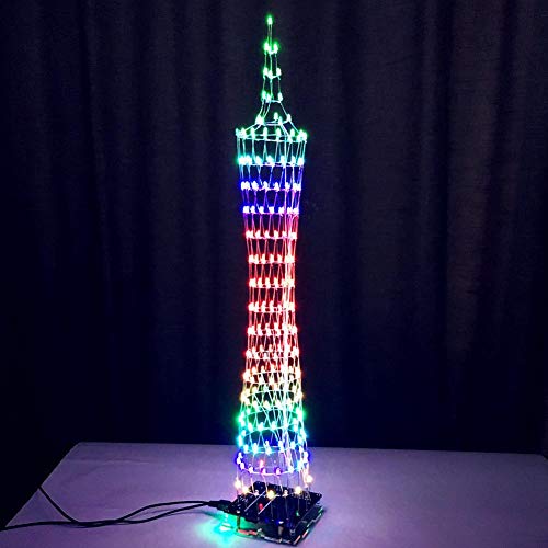 ASHATA Bunter LED-Lichtmast, Bunter LED-Display-Bausatz für den elektronischen Turm mit LED-Lichtwürfel-Fernbedienungsset, Offline-Animation von mehr 20 Arten von ASHATA