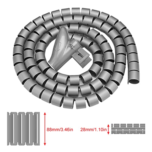 ASHATA Cable Tidy Tube Wrap Spiralbindung Wrap, Tex Spiralbindung Flexible Spiral Tube Kabelorganisator Wire Wrap Cord Protector Drahtaufbewahrungsrohr, für TV-Kabel Computerkabel (1,5 von ASHATA