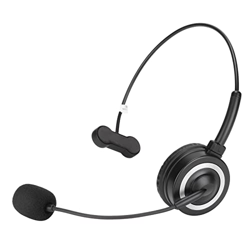 ASHATA Callcenter-Headset,BH69 Einohr-Headset Noise Cancelling Monauraler Kundenservice-Headset mit Mikrofon,Callcenter-Kopfhörer für Büro,Zuhause, Remote-Arbeit,Call Center VoIP,Skype von ASHATA