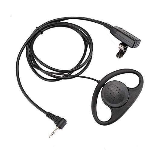 ASHATA D-förmiger Kopfhörer, 2 STK. 1-poliger D-förmiger Ohrhörer mit PTT-Mikrofon-Headset für 2-Wege-Funkgeräte Walkie Talkie-Zubehör, 2-Wege-Radio-D-Kopfhörer Walkie von ASHATA