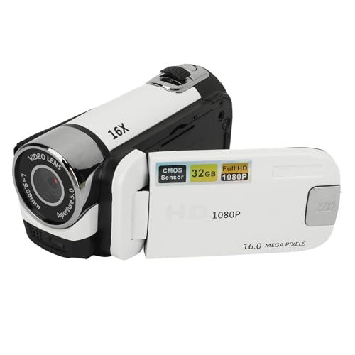 ASHATA D90 Digitale Point-and-Shoot-Kamera, 2,4 Zoll 1080P 16 MP Digitalkamera, Drehbarer Bildschirm-Camcorder, 16-facher Zoom, HD-Videorecorder mit Fülllicht für Jungen und Mädchen von ASHATA