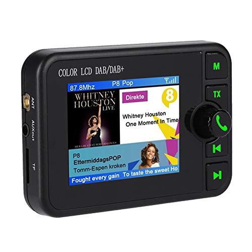 ASHATA DAB Autoradio Adapter, 2.4 Zoll Farbe LCD Tragbares Autoradio DAB mit Bluetooth Freisprecheinrichtung,DAB Digital Radio Tuner Auto DAB Radio 170-240MHz mit M Transmitter Antenne Schwarz von ASHATA