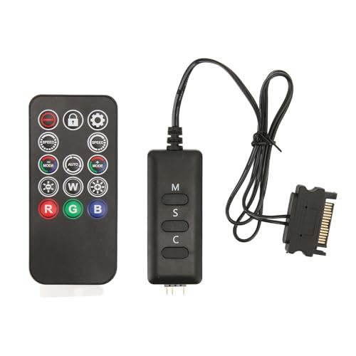 ASHATA DS ARGB PC-Lüfter-Controller-Kit, ARGB-Wireless-Controller, 5V 3PIN SATA-Netzteil, Einstellbare ARGB-PC-Lüfter-Controller-Fernbedienung von ASHATA