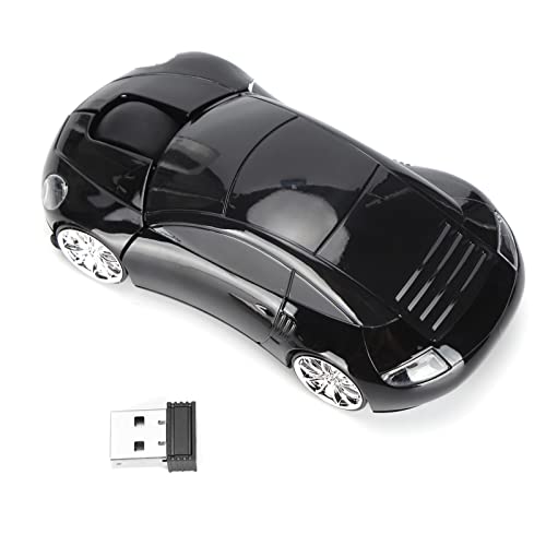 ASHATA Drahtlose Computermaus in Autoform, Tragbare USB 2,4 G schnurlose Maus für Laptop, Computer, Büro, mit USB Empfänger, für PC, Laptop, Notebook (Black) von ASHATA