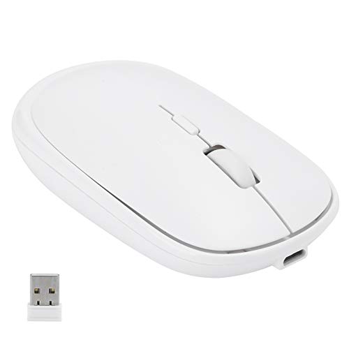 ASHATA Drahtlose Optische Maus, Tragbare USB-wiederaufladbare 2,4G Drahtlose Optische Maus für PC Laptop Notebook für XP/VISTA/7/8/10, für OS X. (Weiß) von ASHATA