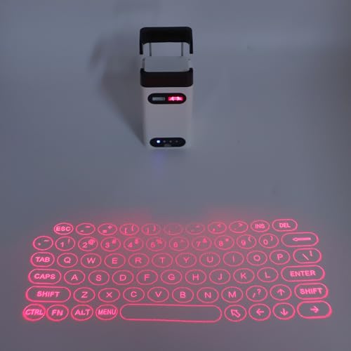 ASHATA Drahtlose Projektions Bluetooth Virtual Tastatur, Tragbare Tastatur in Voller Größe, 2600 mAh Projektionstastatur mit Telefonständer, Mobile Stromversorgungsfunktion für Android ASHATA Drahtlose Projektions Bluetooth Virtual Tastatur, Tragbare Tastatur in Voller Größe, 2600 mAh Projektionstastatur mit Telefonständer, Mobile Stromversorgungsfunktion für Android von ASHATA