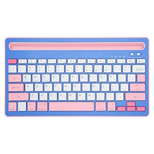 ASHATA Drahtlose -Tastatur, Wiederaufladbare, Ultradünne und Kompakte Tastatur, Ergonomische Silent-Keys-Tablet-Tastatur für Telefone (Purpur Rosa) von ASHATA