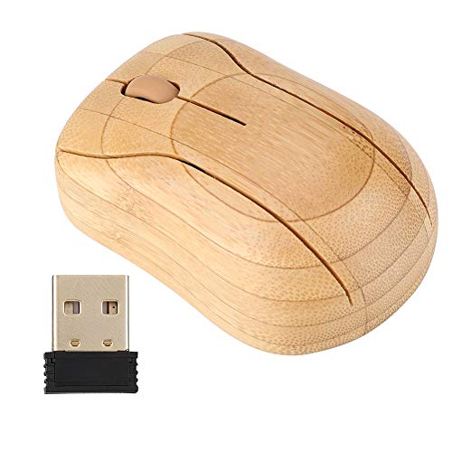 ASHATA Drahtlose optische Maus, natürlicher Bambus 2.4G Optischer USB-Empfänger Drahtlose Maus, rauscharme einfache Mode Ergonomisches Design Maus für Windows 95/98/2000/ME/XP/NT von ASHATA