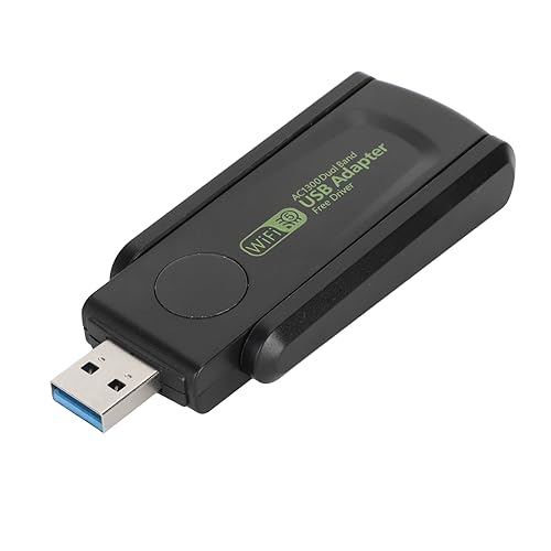 ASHATA Drahtloser Netzwerkkartenadapter, USB3.0 WLAN Adapter für PC, 1300 Mbit/s 2,4G 5G Dualband High Gain Antenne USB3.0 WLAN Adapter für PC von ASHATA