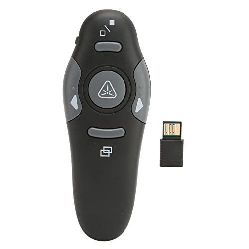 ASHATA Drahtloser USB-Präsentation Klicker, Drahtloser Presenter Remote PPT PowerPoint Clicker, 15m Fernbedienung Abstand Ergonomischer Tragbarer Remote Clicker für Schulbüro von ASHATA