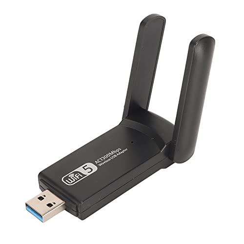 ASHATA Dualband-WLAN-Dongle, USB 3.0-Schnittstelle, Stabil, Schnell, 867 Mbit/s, 400 Mbit/s, 3 DBi High-Gain-WLAN-Antennenadapter für Desktop-Laptop-Telefone von ASHATA