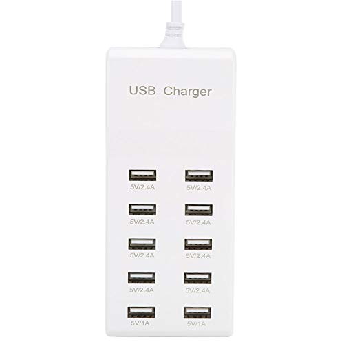ASHATA Eboxer 10-Port USB-Schnellladestecker Ladegerät Netzteil USB-Ladegerät Ladegerät für iOS-Telefon und Android-Smartphone(EU) von ASHATA