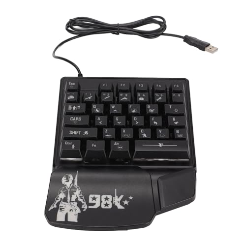 ASHATA Einhand-Gaming-Tastatur, 35 Tasten, Einzelne LED, Leuchtende Kleine Tastatur, Ergonomisches Design, F5-Gaming-Tastatur für Esports-Spiel von ASHATA