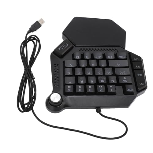 ASHATA Einhand RGB Gaming Tastatur, Tragbare Mechanische Tastatur, 33 Tasten, Hintergrundbeleuchtung, Blauer Schalter, Gaming Tastatur mit Kabel und Handballenauflageknopf für von ASHATA