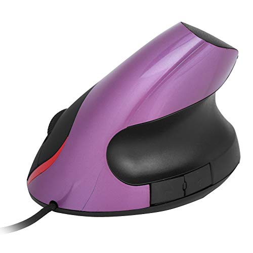 ASHATA Ergonomische Vertikale Maus, Vertikale Maus Vertical Ergonomic Optical Mouse,Tragbar USB Kabelgebundene Optische Vertikalmaus 3200 DPI 6 Tasten,für PC/Laptop Notebook usw.(Lila) von ASHATA