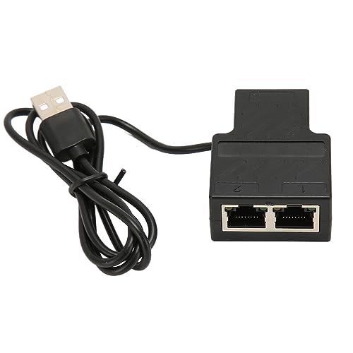 ASHATA Ethernet-Kabel-Splitter 1 auf 2, 100 Mbit/s Ethernet-Splitter RJ45 1 auf 2 Out-Hub, Hochgeschwindigkeits-Ethernet-Splitter-Adapter mit USB-Stromkabel von ASHATA