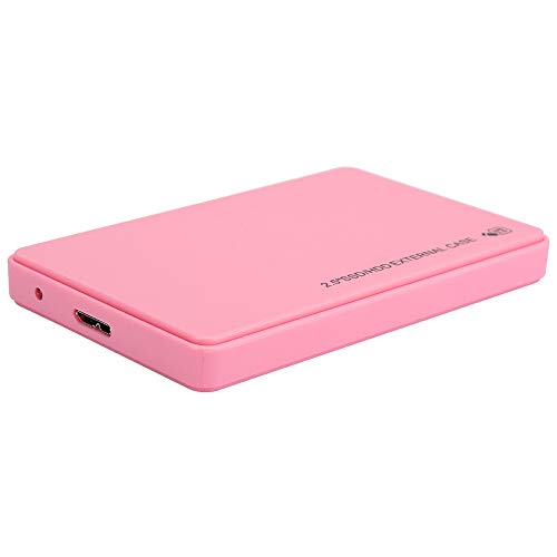 ASHATA Externe Festplatte, USB C-Festplattengehäuse 2,5-Zoll-Gehäuse für Externe Mobile Festplatten ABS 5-Gbit/s-Übertragungs-HDD-Box USB3.0, für WINDOWS7/XP/Vista (PINK) von ASHATA