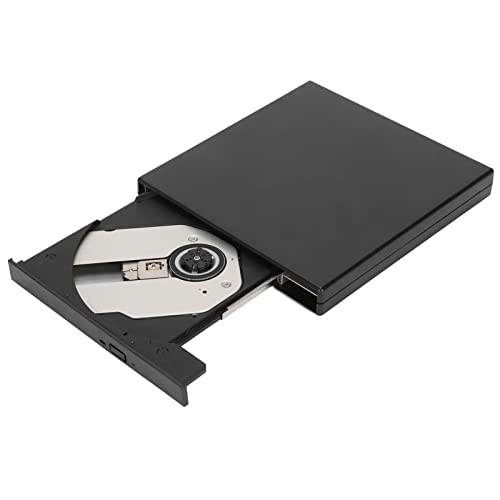 ASHATA Externes USB2.0 CD-Laufwerk,Protable Externes DVD-Laufwerk,USB Slim DVD/CD-RW Optisches Laufwerk,CD DVD-RW Recorder Brenner,Für Notebook Laptops Desktop PC Computer, Schwarz von ASHATA