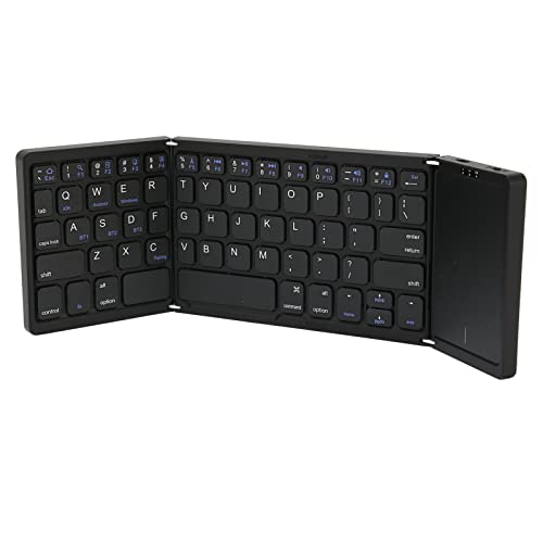 ASHATA Faltbare BT Tastatur, Kabellose Faltbare Tastatur mit Touchpad, Tragbare Tastatur Im Taschenformat mit 64 Tasten, für Laptops, Desktops, Tablets von ASHATA