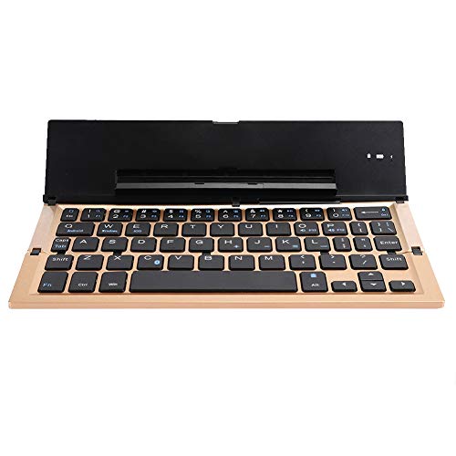 ASHATA Faltbare Bluetooth-Tastatur, Tastatur PC-Zubehör Computerteile Faltbares Quadrat Gold mit Ständer für Bluetooth, für Tablet/Computer/Laptop/Smartphone, Win/IOS/Android von ASHATA