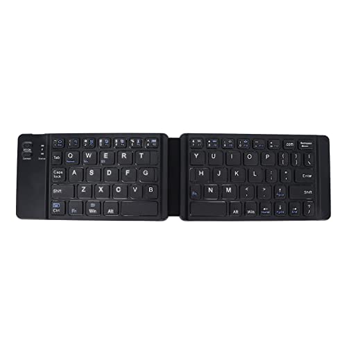 ASHATA Faltbare Bluetooth Tastatur, Tragbare Kabellose Bluetooth Tastatur Universal, Wiederaufladbar ultraflache Faltbare Tastatur Kompatibel mit IOS Android Windows Smartphone Tablet Laptop(Schwarz) von ASHATA