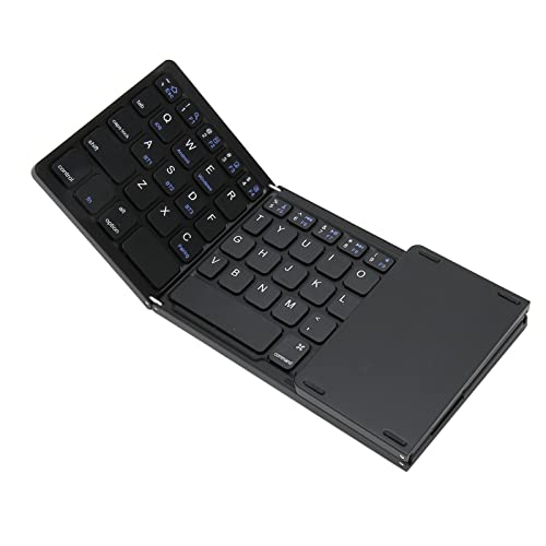 ASHATA Faltbare Drahtlose -Tastatur, Bluetooth-Tastatur mit Touchpad, Unterstützung in Voller Größe für 3 Geräte, Wiederaufladbare Tragbare Drahtlose Faltbare Tastatur von ASHATA