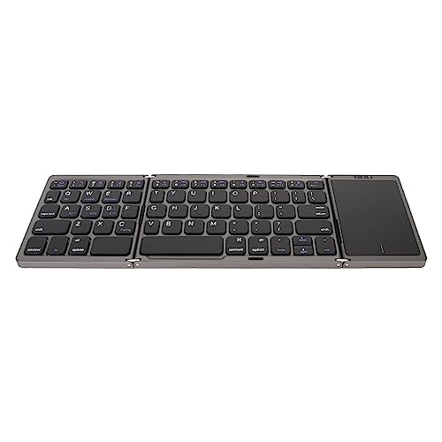 ASHATA Faltbare Kabellose Tastatur mit Touchpad, 3-Fach Faltbar, Integrierter Akku, Geeignet für Tablet-PC, Smartphone, BT 5.1, Unterstützt IOS, (Gräuliches Schwarz) von ASHATA