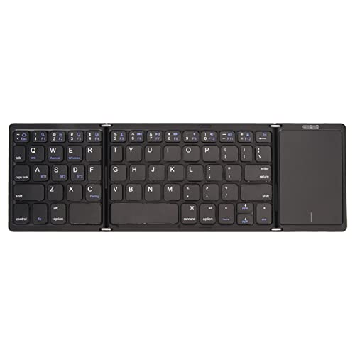 ASHATA Faltbare Kabellose Tastatur mit Touchpad, BT 5.1 3 Fach Faltbare Tastatur für Tablet PC Smartphone, Integrierter Akku, Unterstützt die Verbindung Mehrerer Geräte (Ascheschwarz) von ASHATA