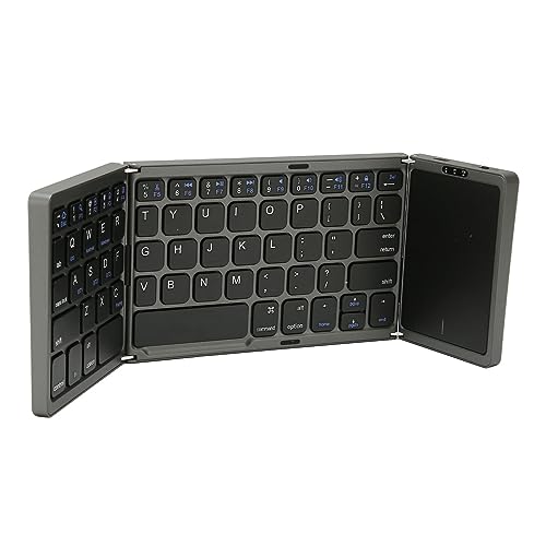 ASHATA Faltbare -Tastatur, D B089T 3 Gefaltetes Touchpad, Funktion 64 Tasten, Tragbare Typ-C-Lade-Magnetverschluss-Computertastatur (Grau) von ASHATA